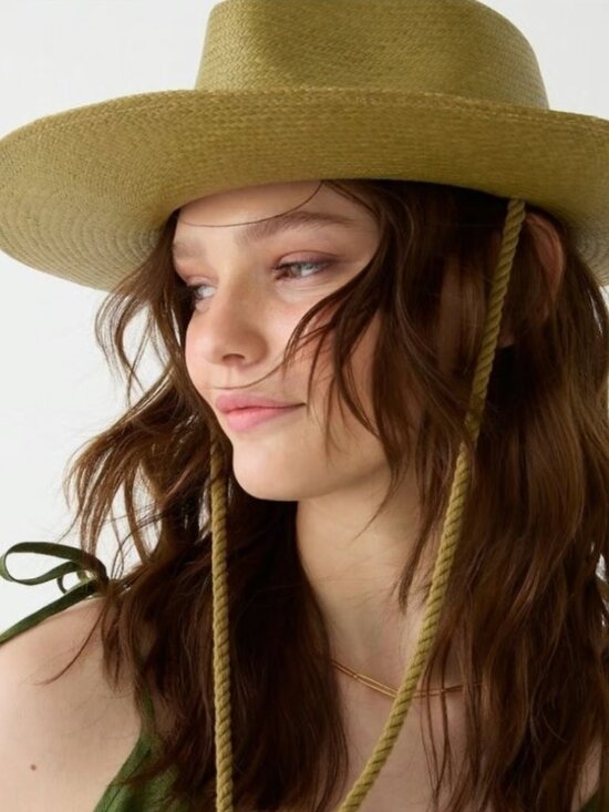 NWT J.CREW Wide Brim Panama Hat with cord Size Medium/Large - Mossy Grove main image 5